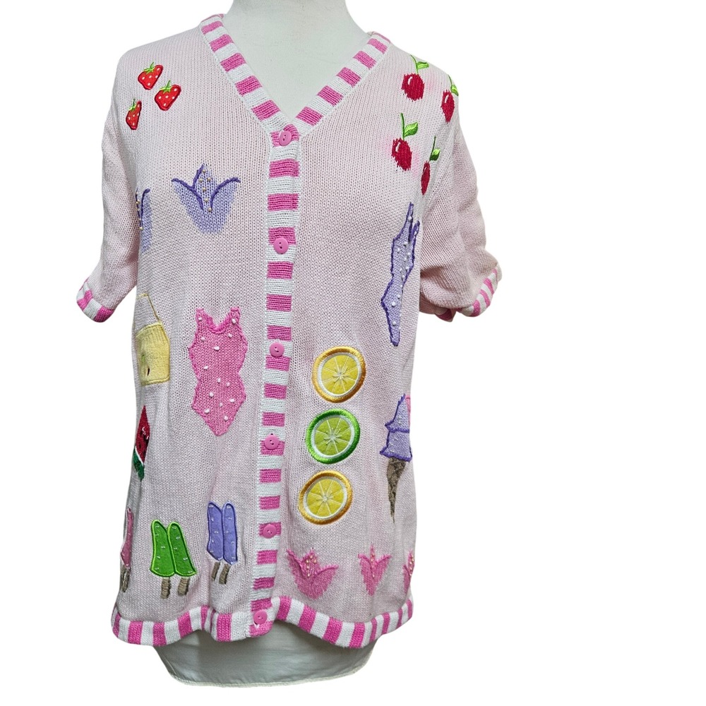 Quacker Factory Ice Cream Cardigan Women's Size M